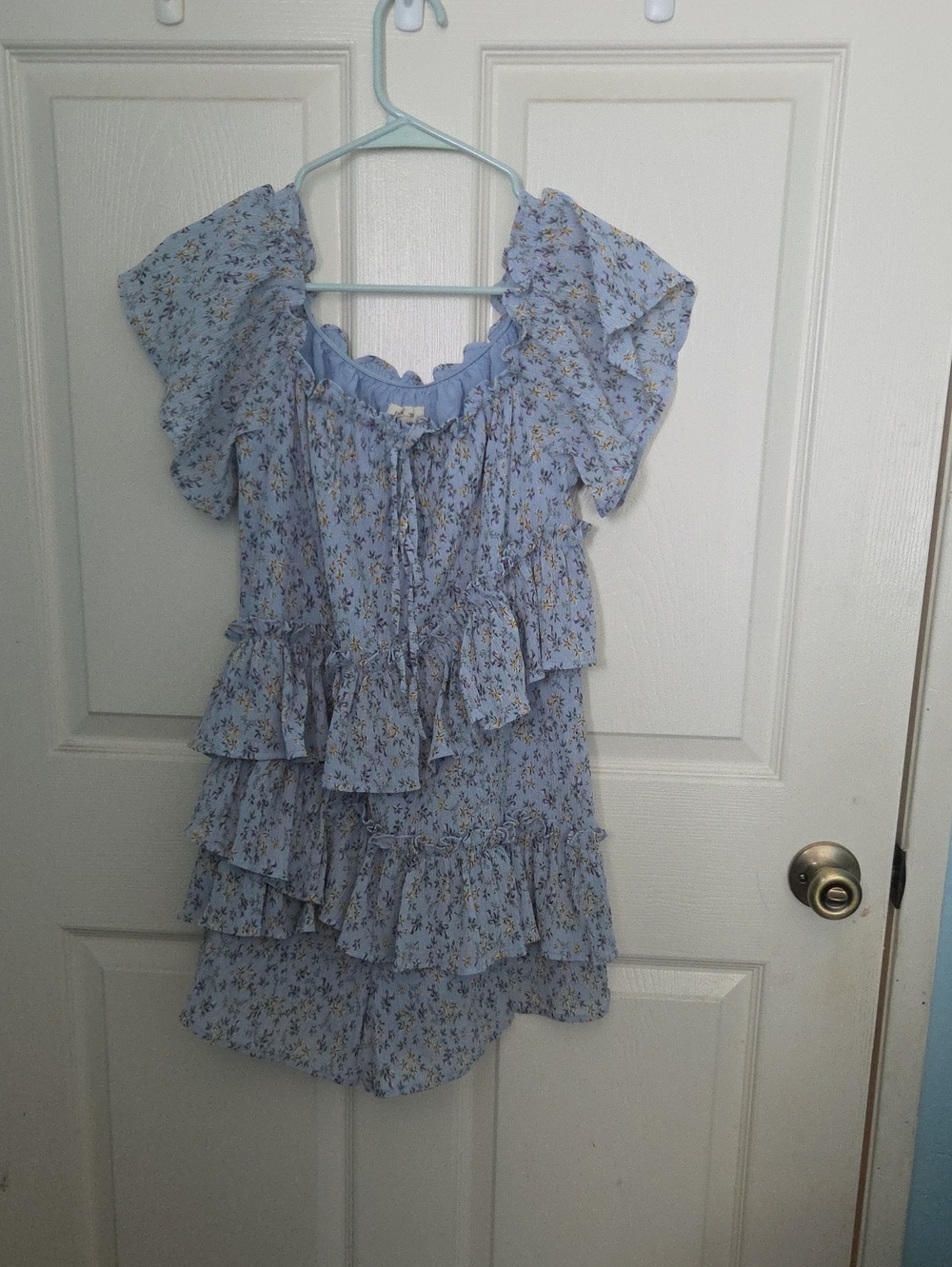Blue Floral Romper Dress